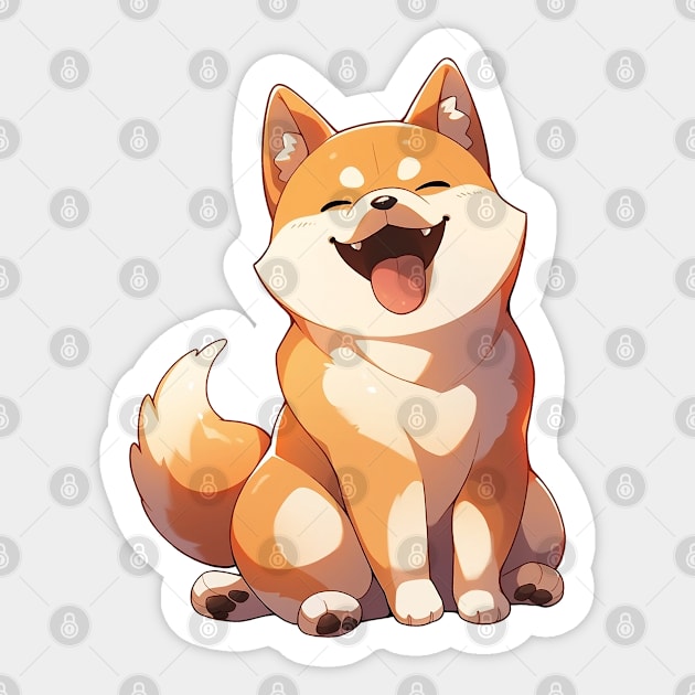 Shiba Inu Kawaii Anime Happy Smiling Dog: Cute Gift for Dog Lovers Sticker by ribbitpng